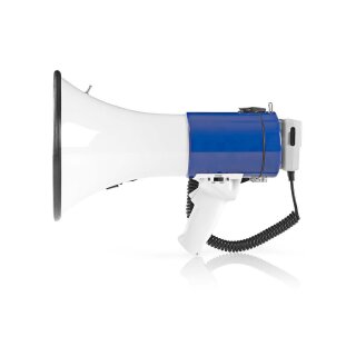 Megafon | 25 W | 1500 m Reichweite | Abnehmbares Mikrofon | Weiß/Blau