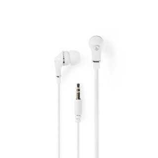 Kopfhörer mit Kabel | 1,20 m Flachkabel | In-Ear | Weiß