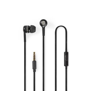 Kopfhörer mit Kabel | 1,2 m rundes Kabel | In-Ear | Integriertes Mikrofon | Schwarz