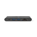 Docking Station | USB Typ C 2x USB-C 2x USB 3.0 VGA HDMI Kartenleser Gigabit Ethernet | Power Delivery: 100 W | Schwarz