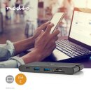 Docking Station | USB Typ C 2x USB-C 2x USB 3.0 VGA HDMI Kartenleser Gigabit Ethernet | Power Delivery: 100 W | Schwarz