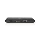 Docking Station | USB Typ C 2x USB-C 2x USB 3.0 VGA HDMI Kartenleser Gigabit Ethernet | Power Delivery: 100 W | Schwarz