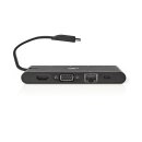 Docking Station | USB Typ C 2x USB-C 2x USB 3.0 VGA HDMI Kartenleser Gigabit Ethernet | Power Delivery: 100 W | Schwarz