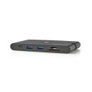 Docking Station | USB Typ C 2x USB-C 2x USB 3.0 VGA HDMI Kartenleser Gigabit Ethernet | Power Delivery: 100 W | Schwarz