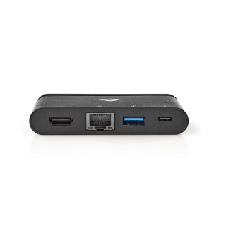 Computer-Hub | USB Typ C | USB-C/USB 3.0/HDMI/Gigabit Ethernet | Power Delivery: 100 W | Schwarz