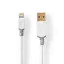 1m USB 2.0 Kabel -> USB A Stecker auf Lightning 8 pin für Apple iPhone iPad weiß vergoldet