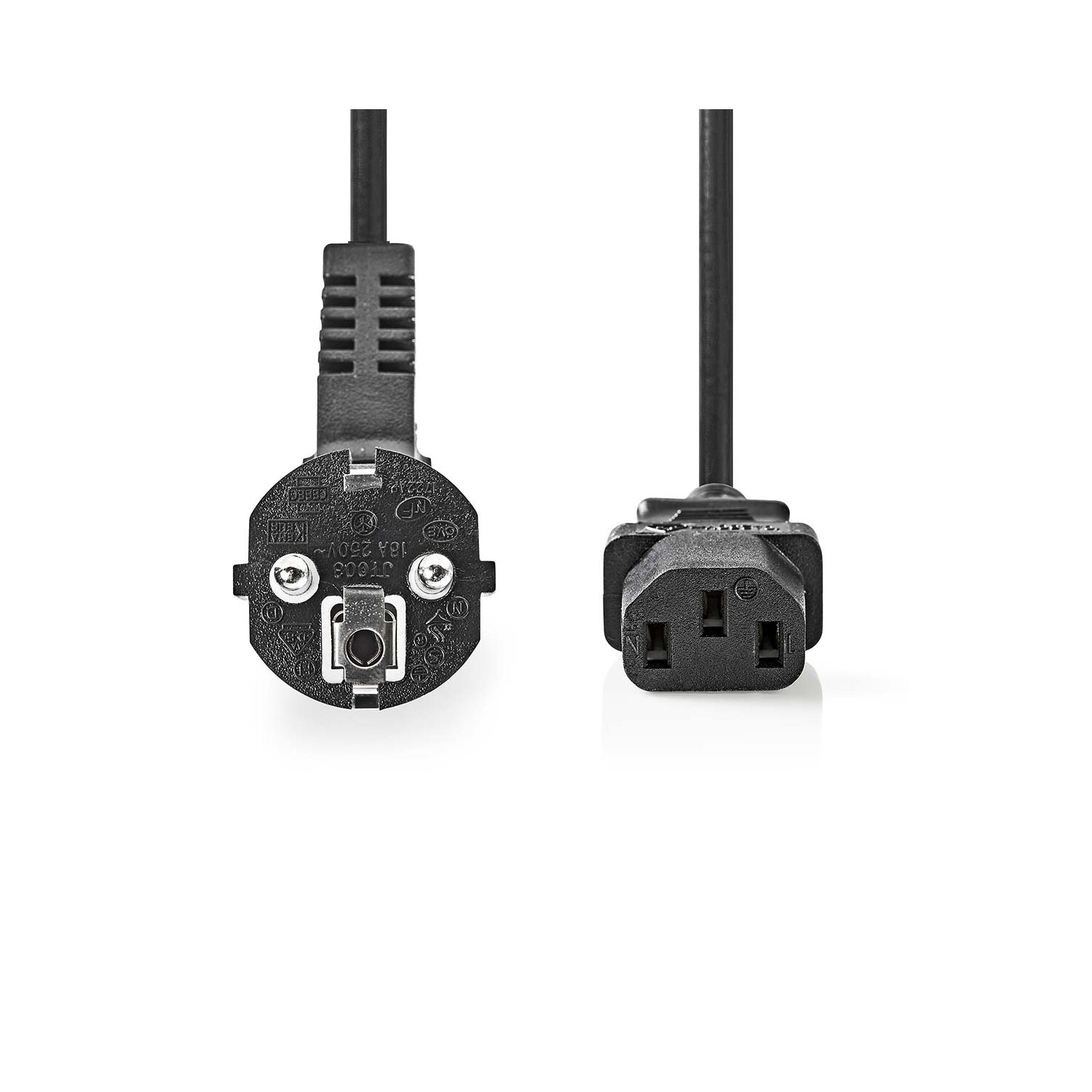 Netzkabel | Schuko-Stecker, angewinkelt - IEC-320-C13 | 2,0 m | Schwa ...