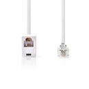 10 Meter RJ11 Verlängerungskabel Telefon Kabel Stecker Buchse 10m 6P4C weiß