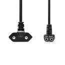 Netzkabel  |  Euro-Stecker, abgewinkelt – IEC-320-C7, abgewinkelt oben/unten  |  2,0 m  |  Schwarz