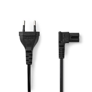 Netzkabel  |  Euro-Stecker – IEC-320-C7, abgewinkelt links/rechts  |  5,0 m  |  Schwarz
