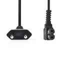 Netzkabel  |  Euro-Stecker – IEC-320-C7, abgewinkelt links/rechts  |  5,0 m  |  Schwarz