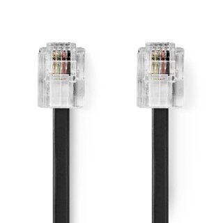 Telekommunikationskabel  |  RJ11-Stecker – RJ11-Stecker  |  10,0 m  |  Schwarz