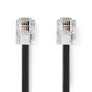 Telekommunikationskabel  |  RJ11-Stecker – RJ11-Stecker  |  10,0 m  |  Schwarz