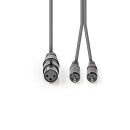 XLR-Audiokabel  |  XLR-3-Pol-Buchse – 2x Cinch-Stecker  |  1,5 m  |  Grau