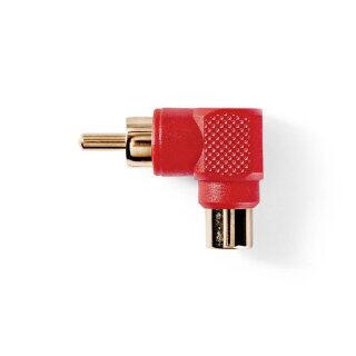 Mono-Audioadapter, 90°-Winkel  |  Cinch-Stecker – Cinch-Buchse  |  10 Stück  |  Rot