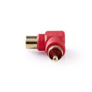 Mono-Audioadapter, 90°-Winkel  |  Cinch-Stecker – Cinch-Buchse  |  10 Stück  |  Rot