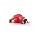 Mono-Audioadapter, 90°-Winkel  |  Cinch-Stecker – Cinch-Buchse  |  10 Stück  |  Rot