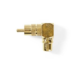 Mono-Audioadapter, 90°-Winkel  |  Cinch-Stecker – Cinch-Buchse  |  10 Stück  |  Gold