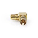 Mono-Audioadapter, 90°-Winkel  |  Cinch-Stecker – Cinch-Buchse  |  10 Stück  |  Gold