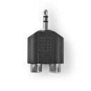 Audio-Adapter Stereo  |  3,5-mm-Stecker – 2x Cinch-Buchse  |  10 Stück  |  Schwarz