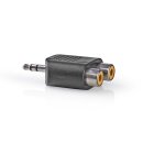 Audio-Adapter Stereo  |  3,5-mm-Stecker – 2x Cinch-Buchse  |  10 Stück  |  Schwarz
