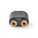 Audio-Adapter Stereo  |  3,5-mm-Stecker – 2x Cinch-Buchse  |  10 Stück  |  Schwarz