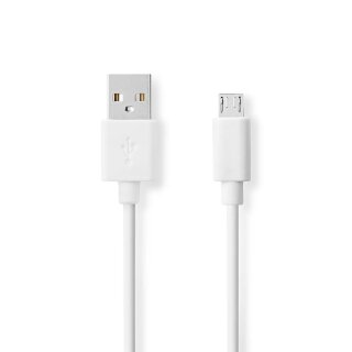USB 2.0 Kabel | A Stecker - Micro-B  | 1m | Weiß Ladekabel Datenkabel PC Smartphone