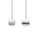 Daten- und Ladekabel | Apple Lightning, 8-poliger Stecker - USB-A-Stecker | 1,0 m | Weiß
