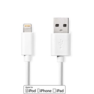 Daten- und Ladekabel | Apple Lightning, 8-poliger Stecker - USB-A-Stecker | 2,0 m | Weiß