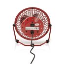 Mini-Ventilator aus Metall  |  Durchmesser von 10 cm  |  USB-betrieben  |  Rot