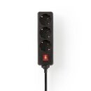 3-fach Steckdosenleiste Schwarz mit Schalter 1,5m Kabel...
