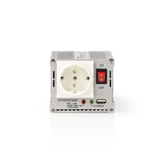 Wechselrichter modifizierte Sinuswelle | 12 V DC – 230 V AC | 300 W | 1x Schuko/1x USB-Ausgang