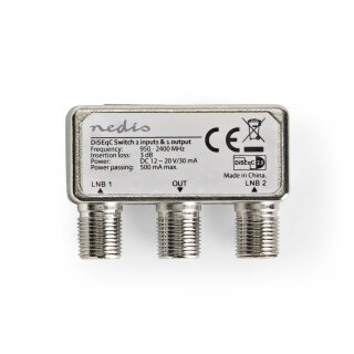 DiSEqC-Schalter  |  2 bis 1  |  F-Anschluss  |  950 – 2400 MHz