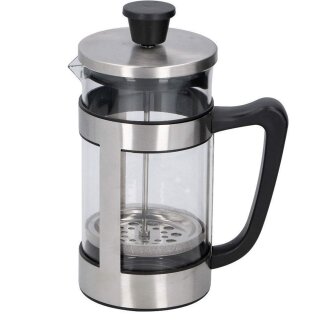 Design French Press 1 Liter 1L Kaffeemaschine und Teebereiter Kaffeebereiter Kaffeepresse Silber - Kaffee Maschine manuell zum drücken ohne Strom Permanent Filter