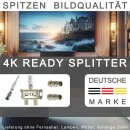 IEC Verteiler Antennenverteiler 2fach + Kabel + Adapter Kabelfernsehen DVB-T2 DVBC Koax Sat Splitter