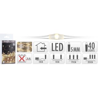 SILBERDRAHT BELEUCHT. 40LED WW