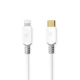 24 Karat Zertifiziertes Kabel für Apple Lightning Stecker 8-polig – USB-C 3m weiß