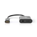 Adapter | USB-C-Stecker - 3,5mm Klinken Buchse + USB-C Kupplung Digital-Analog-Wandler