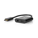 Adapter | USB-C-Stecker - 3,5mm Klinken Buchse + USB-C Kupplung Digital-Analog-Wandler