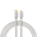 1m I Alu Geflecht I USB Typ C Kabel für Apple Lightning 8 Pin Pol Ladekabel 18W vergoldet