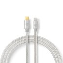 2m I Alu Geflecht I USB Typ C Kabel für Apple Lightning 8 Pin Pol Ladekabel 18W vergoldet