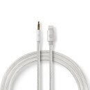 Für Apple Lightning-Kopfhörer-Adapterkabel | Apple Lightning-Stecker, 8-polig – 3,5-mm-Stecker | 1,00 m | Aluminium