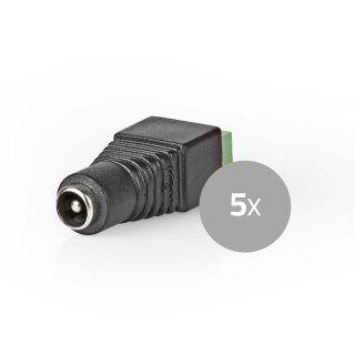 CCTV-Sicherheitssteckverbinder | 5x | 2-adrig an DC-Stecker | 5,5 x 2,1 mm