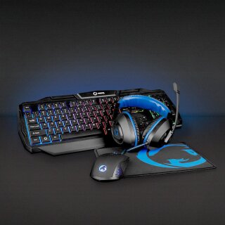 Gaming-Combo-Kit | 4-in-1 | Tastatur, Headset, Maus und Mousepad | Deutsches Layout | Schwarz