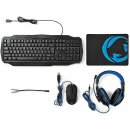 Gaming-Combo-Kit | 4-in-1 | Tastatur, Headset, Maus und Mousepad | Deutsches Layout | Schwarz