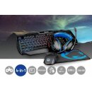 Gaming-Combo-Kit | 4-in-1 | Tastatur, Headset, Maus und Mousepad | Deutsches Layout | Schwarz