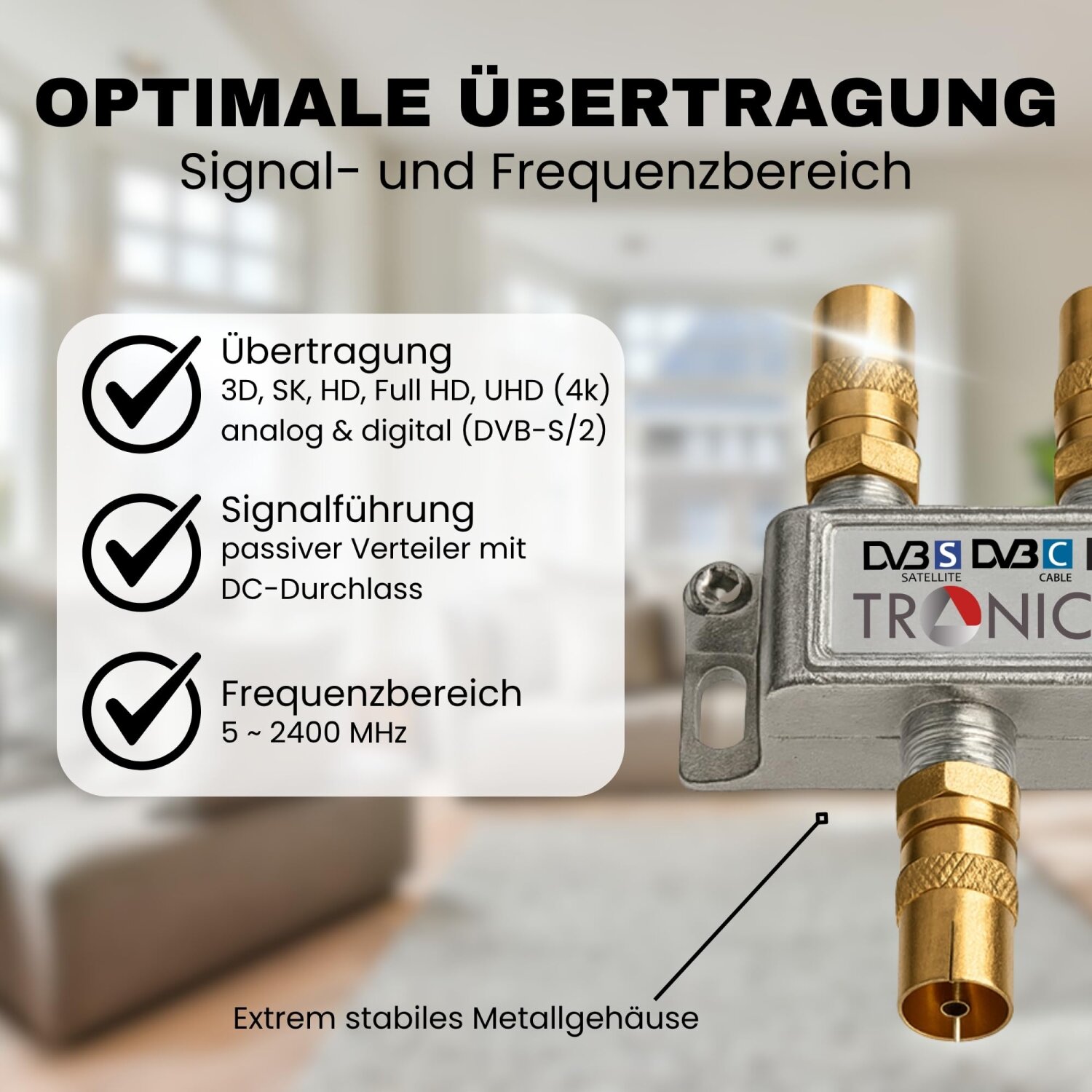 Sat Verteiler 4 Fach Mit Verstärker TronicXL 4fach Premium Koax Antennenverteiler HD 3D 4K Verteiler Weic