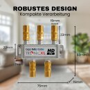 4fach Koax Antennenverteiler HD 3D 4K Verteiler Weiche Splitter DVBT DVBT2 DVBC SAT Unicable Kabelfernsehen