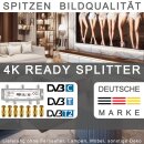 6-fach Premium Koax Antennenverteiler HD 3D 4K Verteiler Weiche Splitter